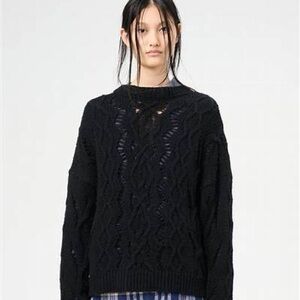 Our Legacy cable sonar Black Textured Knit Sweater